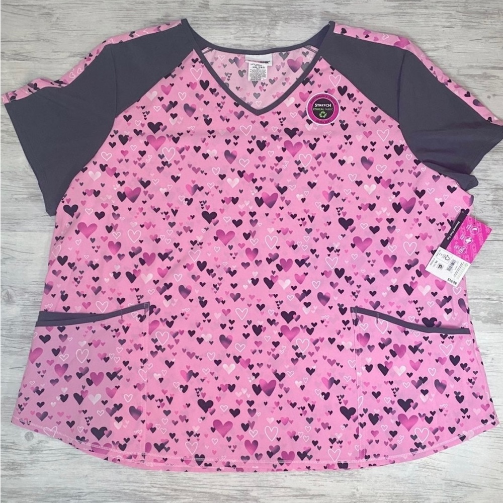 NWT! 3XL - Scrubstar "Sentimental Hearts" V-Neck Print Scrub Top